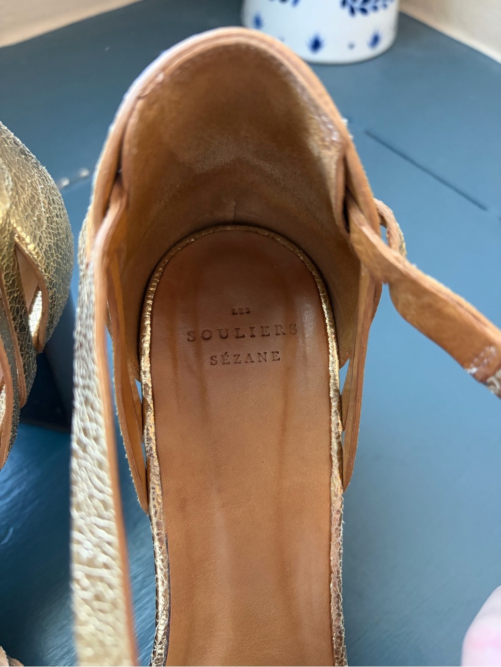 Sezane Gold Strappy High-Heel Sandals for Women 41/10 - Picture 2 of 7